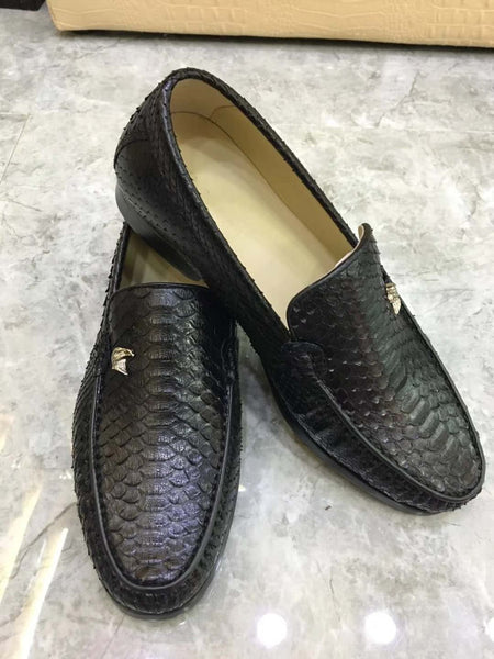 Hevias men’s black genuine python loafers Mens Python Loafers | Snakeskin Dress Shoes | The Sprinter  main image 4