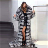 Genuine Fox Fur Coat with Hoodie 