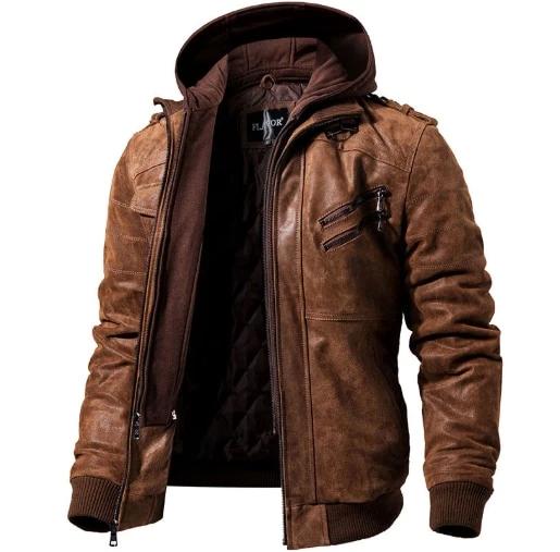 LEATHER JACKET "HOODIE"-Leather jacket-Pisani Maura-Brown-XS-Pisani Maura
