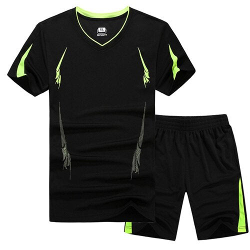 V-NECK COMPRESSION T-SHIRT SETS-Activewear-Pisani Maura-black set-XS-Pisani Maura