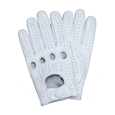 DRIVING LEATHER GLOVES-Gloves-Pisani Maura-white-S Palm 20.5-21.5cm-Pisani Maura