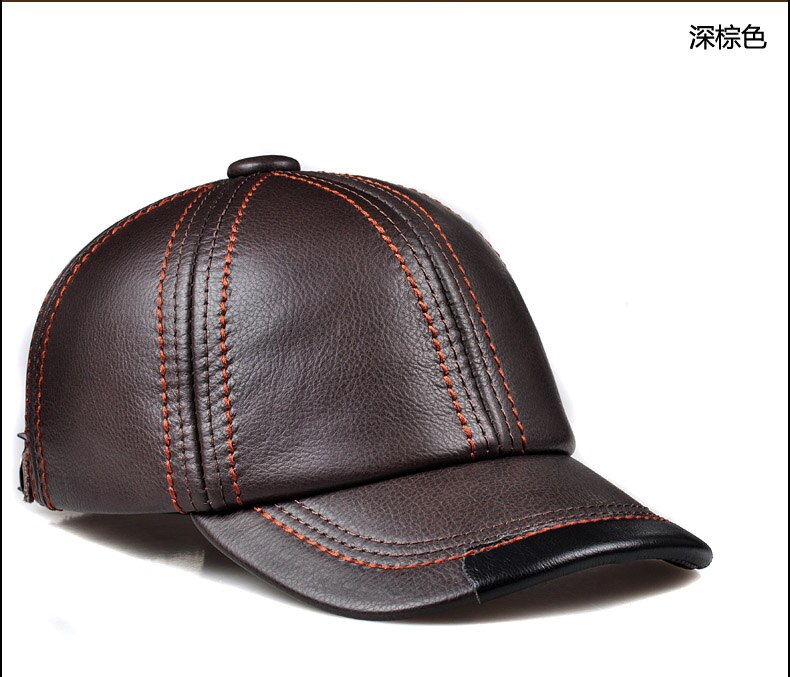 LEATHER BASEBALL CAP-Hat-Pisani Maura-dark brown-adjustable-Pisani Maura