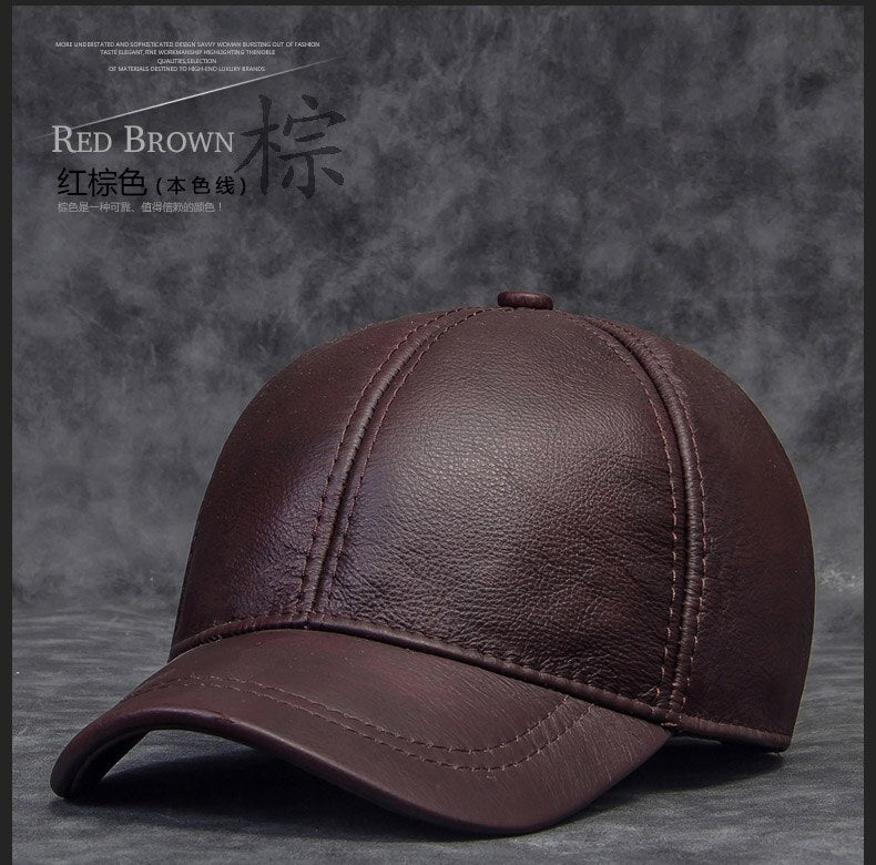 LEATHER BASEBALL CAP-Hat-Pisani Maura-red brown 1-Pisani Maura