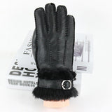 SHEEPSKIN LEATHER GLOVES-Gloves-Pisani Maura-Black-One Size-Pisani Maura