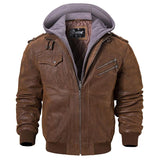 LEATHER JACKET "HOODIE"-Leather jacket-Pisani Maura-Brown Gray-XS-Pisani Maura