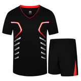 V-NECK COMPRESSION T-SHIRT SET-Activewear-Pisani Maura-black red-XS-Pisani Maura