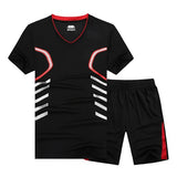 V-NECK COMPRESSION T-SHIRT SETS-Activewear-Pisani Maura-black red-XS-Pisani Maura
