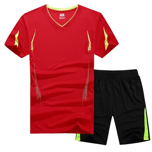 V-NECK COMPRESSION T-SHIRT SETS-Activewear-Pisani Maura-red black set-XS-Pisani Maura