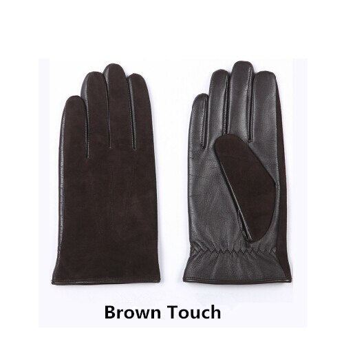 SUEDE LEATHER GLOVES-Gloves-Pisani Maura-Brown Touch Screen-S-Pisani Maura