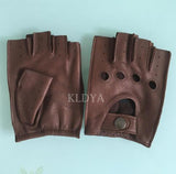 DEERSKIN FINGERLESS DRIVING GLOVES-Gloves-Pisani Maura-brown red-S Suit palm 20.5cm-Pisani Maura