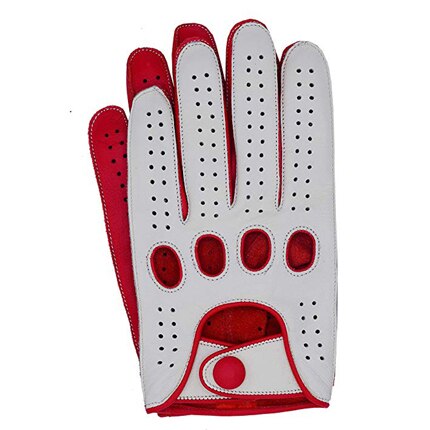 DRIVING LEATHER GLOVES-Gloves-Pisani Maura-red white-S Palm 20.5-21.5cm-Pisani Maura