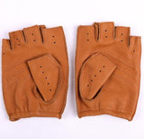 DEERSKIN FINGERLESS DRIVING GLOVES-Gloves-Pisani Maura-Camel yellow-S Suit palm 20.5cm-Pisani Maura