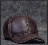 LEATHER BASEBALL CAP-Hat-Pisani Maura-red brown 2-Pisani Maura