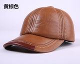 LEATHER BASEBALL CAP-Hat-Pisani Maura-yellow brown-adjustable-Pisani Maura