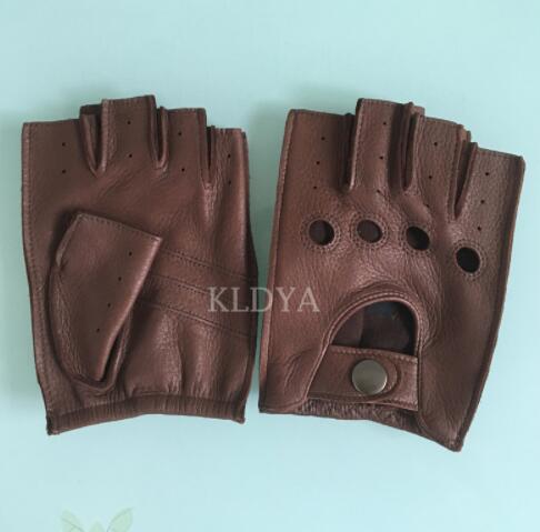 DEERSKIN FINGERLESS DRIVING GLOVES-Gloves-Pisani Maura-black-S Suit palm 20.5cm-Pisani Maura