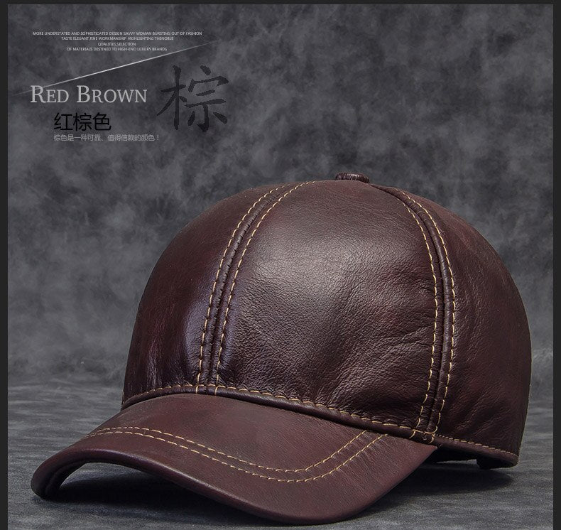 LEATHER BASEBALL CAP-Hat-Pisani Maura-red brown 3-Pisani Maura