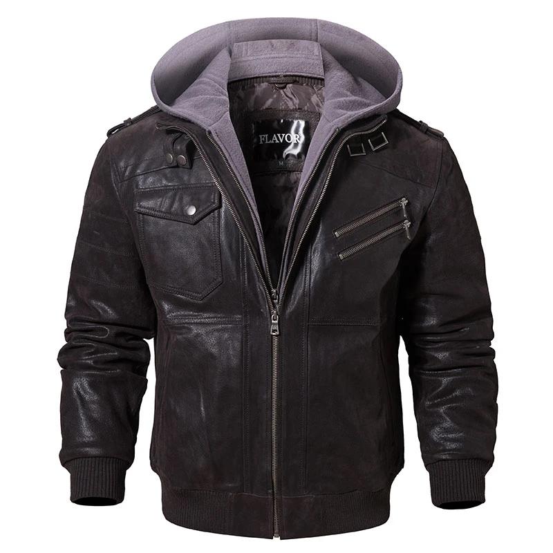 LEATHER JACKET "HOODIE"-Leather jacket-Pisani Maura-Dark Brown Gray-XS-Pisani Maura