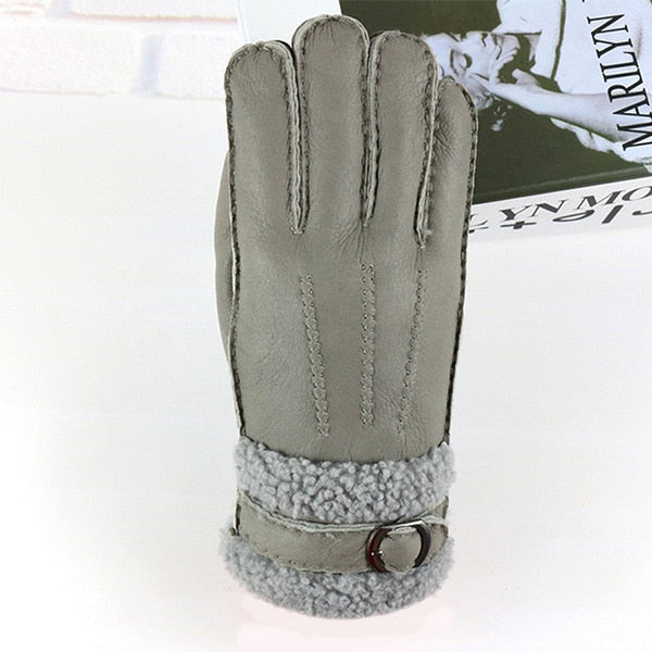 SHEEPSKIN LEATHER GLOVES-Gloves-Pisani Maura-Gray-One Size-Pisani Maura