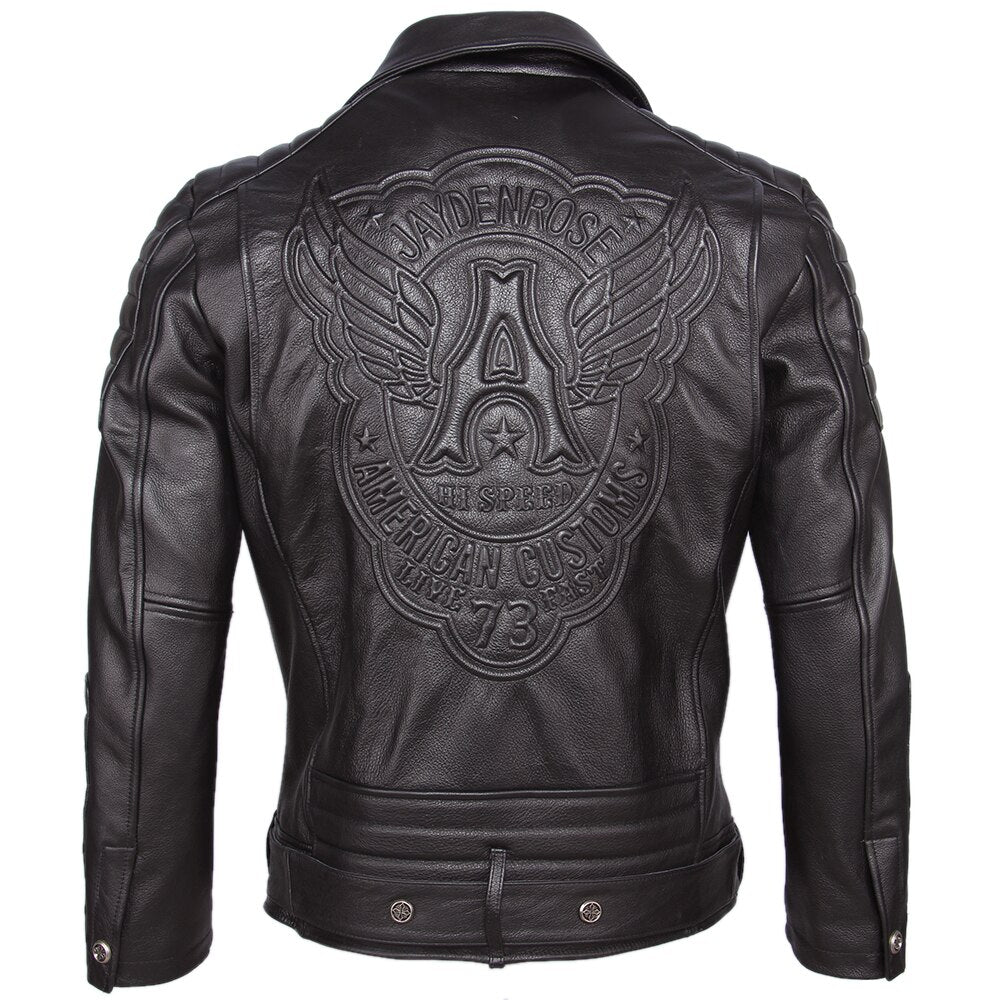 LEATHER JACKET "BIKER"-Leather jacket-Pisani Maura-Black With Pattern-XS-China-Pisani Maura