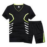 V-NECK COMPRESSION T-SHIRT SETS-Activewear-Pisani Maura-black green-XS-Pisani Maura