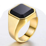 ONYX RING "STATUS QUO"-Jewelry-Pisani Maura-7-Gold Tone HR373-Pisani Maura