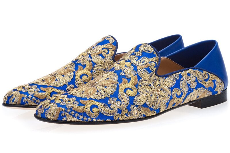 EMBROIDERED LOAFERS "MOROCCAN ROYALTY"-Shoes-Pisani Maura-Blue-38-Pisani Maura