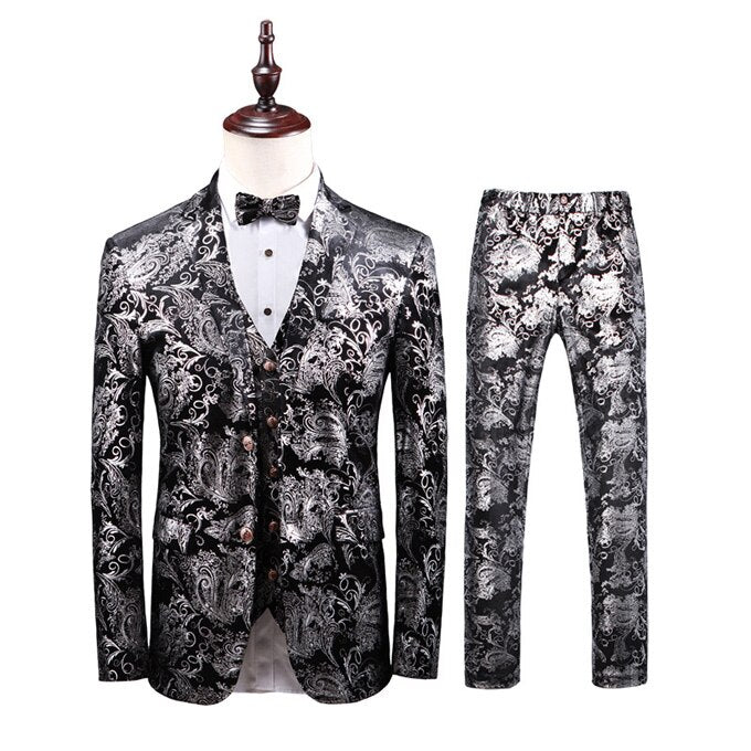 prom suits | Men's Wedding Party Silver Grey Shiny Material … | Flickr