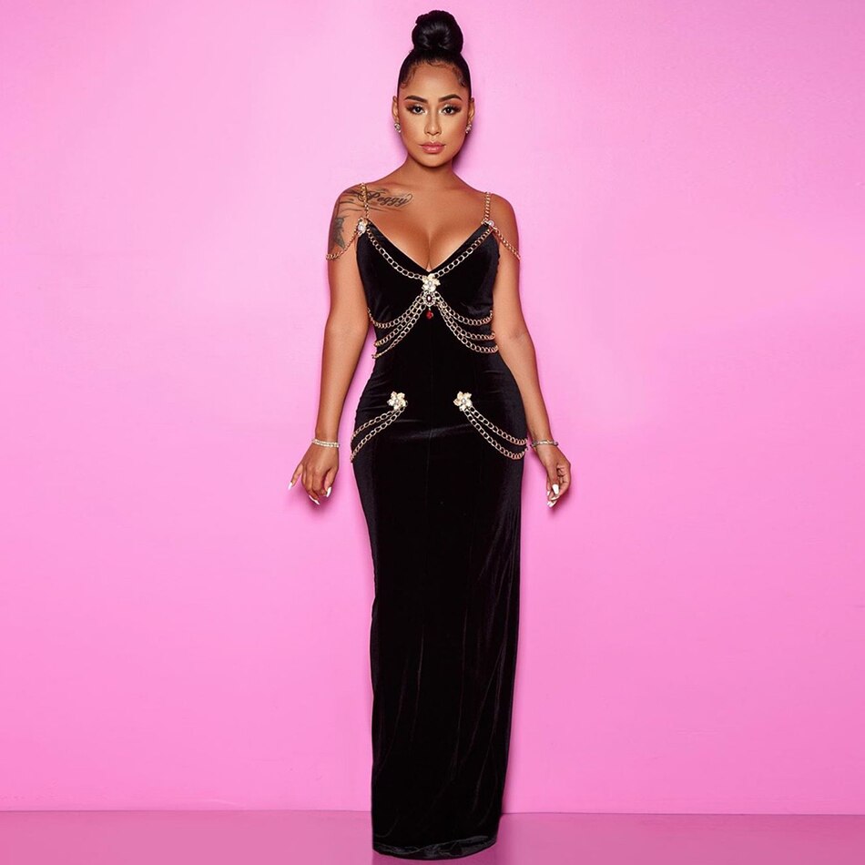 Dress Chained Black Long Dress / S Dress Chained Black Long Dress / S