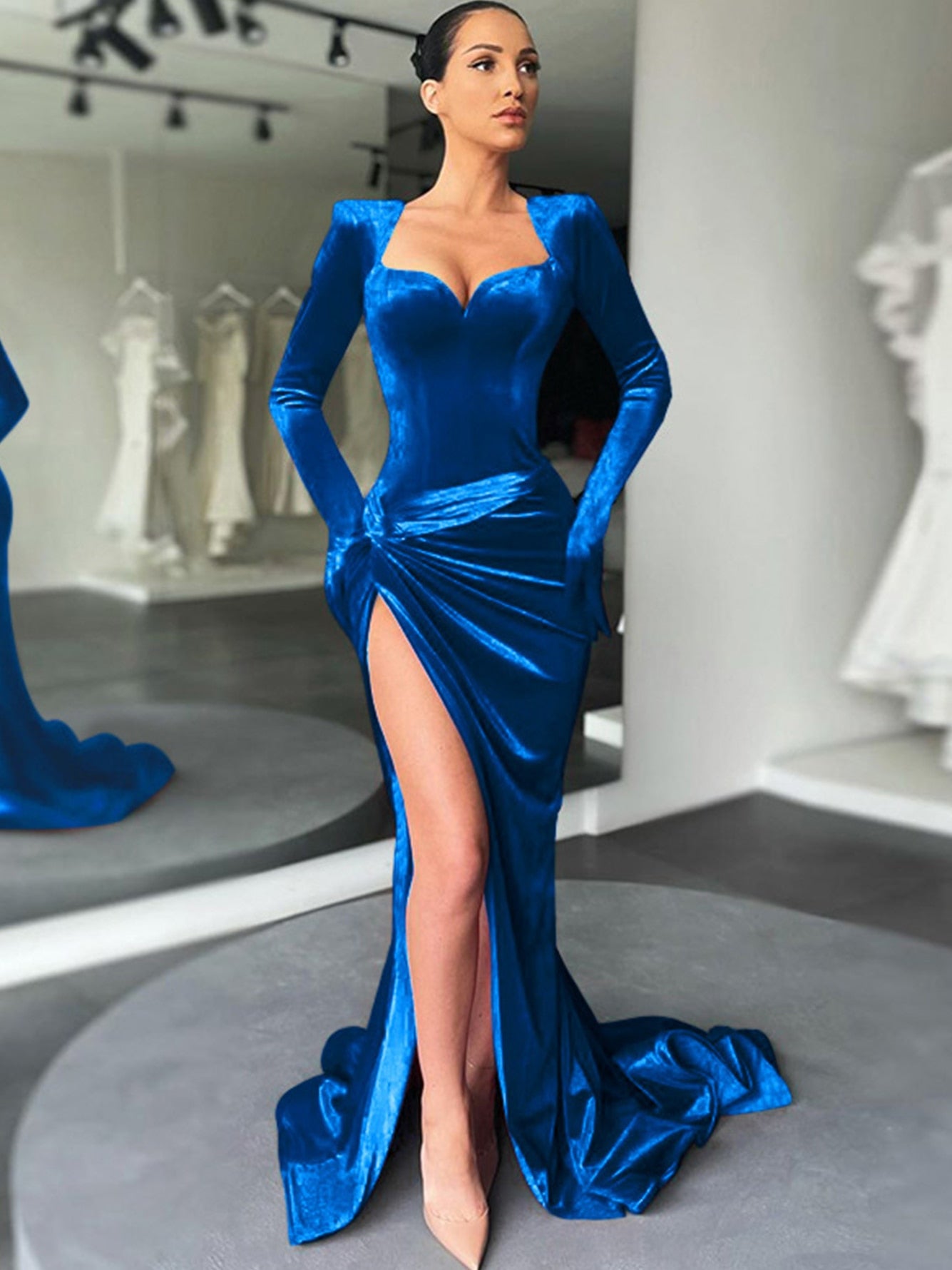 VELVET DRESS BLOODLE$$ - Blue Club Dress / S