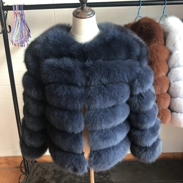 Fox Genuine Fur Coat and Hoodie "Rapper"-Fur coat-Pisani Maura-50cm 11-S-Pisani Maura