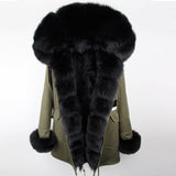 Fox Fur Genuine Long Parka "Passion"-Fur parka-Pisani Maura-green black fur-S-Pisani Maura