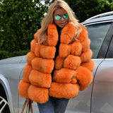 Fox Genuine Fur Coat "Original"-Fur coat-Pisani Maura-orange 60-S-Pisani Maura