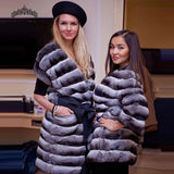 Chinchilla Fur Coat with Hoodie "Elegance"-Fur coat-Pisani Maura-Pisani Maura