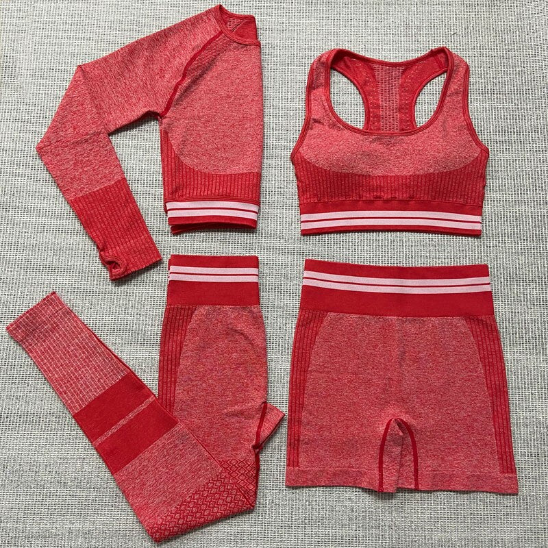 Yoga 4 pieces Suit "Brave"-Sport clothing-Pisani Maura-pink set 4pcs-XS-China-Pisani Maura