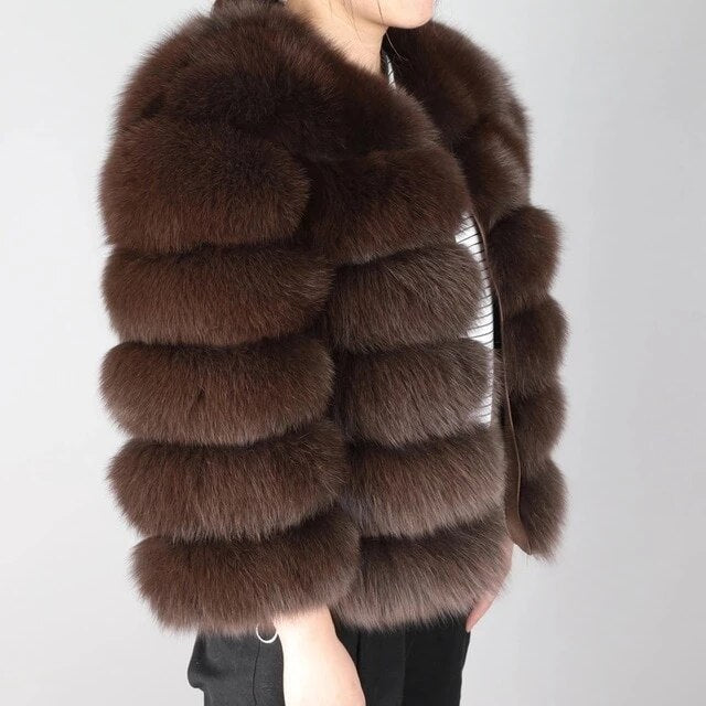Fox Genuine Fur Coat and Hoodie "Rapper"-Fur coat-Pisani Maura-50cm 2-S-Pisani Maura