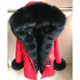 Fox Fur Genuine Long Parka "Passion"-Fur parka-Pisani Maura-red black fur-S-Pisani Maura