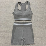 Yoga 4 pieces Suit "Brave"-Sport clothing-Pisani Maura-gray short set 2pcs-XS-China-Pisani Maura