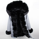 Fox Fur Genuine Long Parka "Passion"-Fur parka-Pisani Maura-grey black fur-S-Pisani Maura