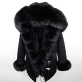 Fox Fur Genuine Long Parka "Passion"-Fur parka-Pisani Maura-full black fur-S-Pisani Maura