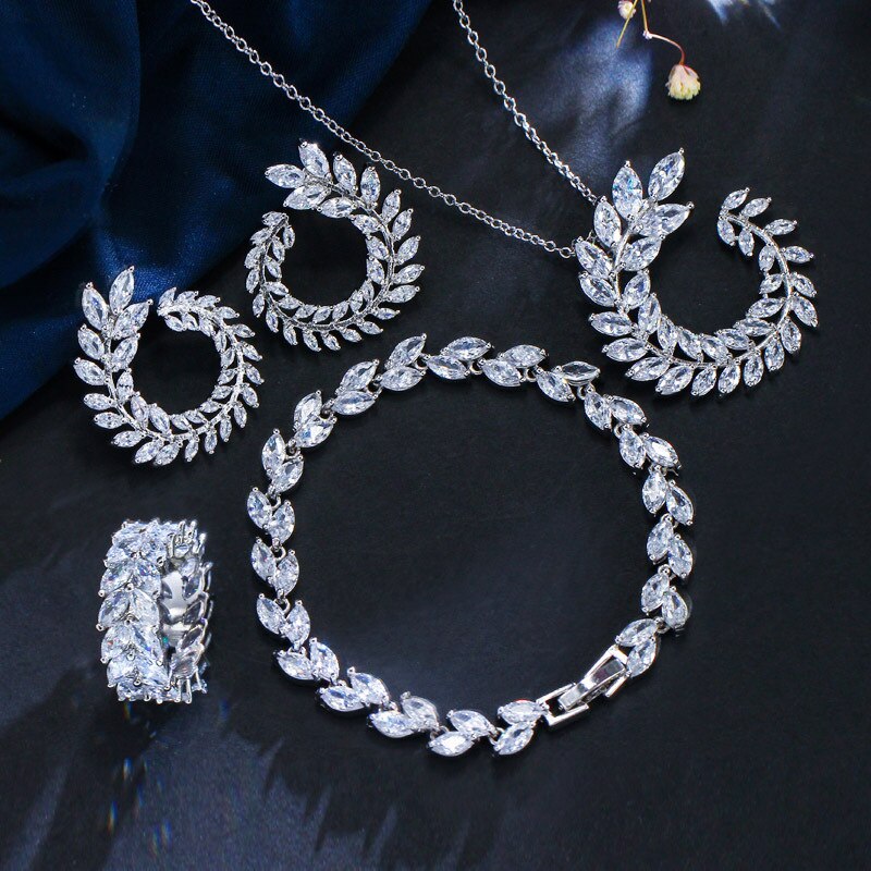 Silver Necklace, Earrings, Bracelet Set "Laurel"-Jewelry-Pisani Maura-Pisani Maura
