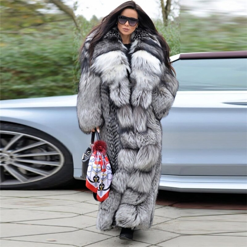 Genuine Fox Fur Coat with Hoodie "Original"-Fur coats-Pisani Maura-Pisani Maura