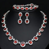 Silver Necklace, Earrings & Bracelet Set "Royale"-Jewelry-Pisani Maura-Red-45 cm-Pisani Maura