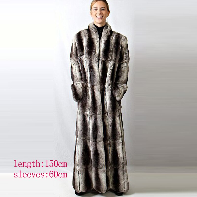 Chinchilla Fur Coat and Hoodie "Elegance"-Fur coat-Pisani Maura-RB-115-4XL-Pisani Maura