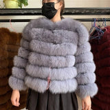Fox Genuine Fur Coat and Hoodie "Rapper"-Fur coat-Pisani Maura-50cm 10-S-Pisani Maura