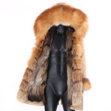 Fox Genuine Fur Parka "Rich"-Fur parka-Pisani Maura-khaki nature gold-S-Pisani Maura