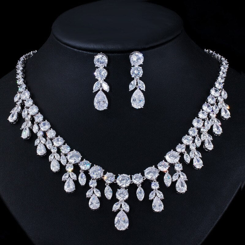 Necklace & Earrings set "Cocktail"-Jewelry-Pisani Maura-White-45 cm-Pisani Maura