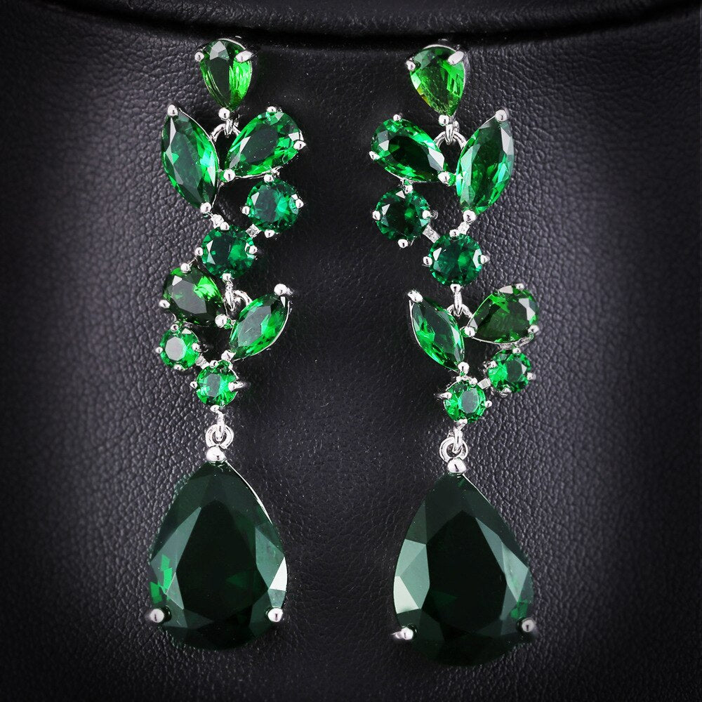 Silver Earrings "Tear Drops"-Jewelry-Pisani Maura-Green-Pisani Maura