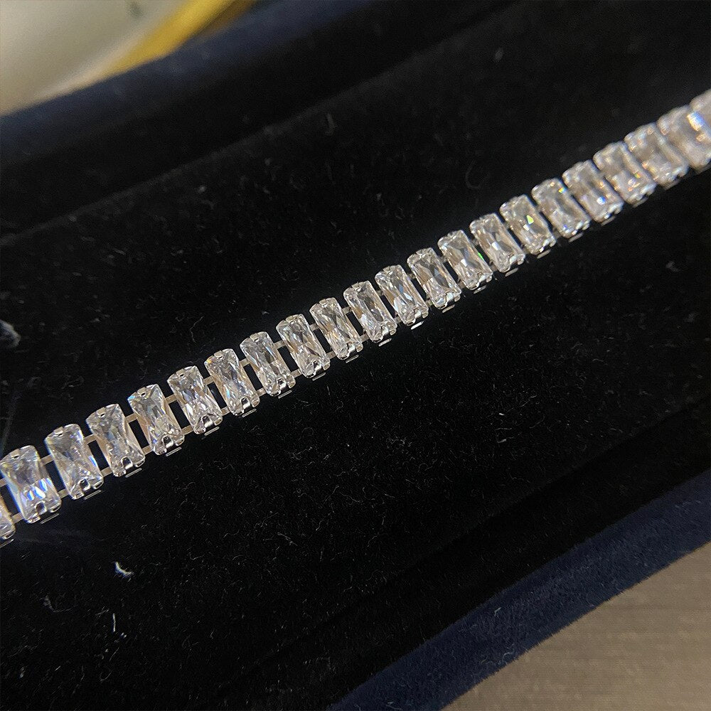Silver Bracelet "Baguettes"-Jewelry-Pisani Maura-White-16 cm-Pisani Maura