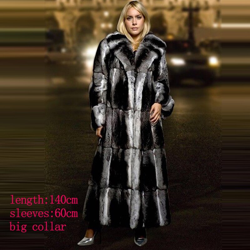 Chinchilla Fur Coat with Hoodie "Elegance"-Fur coat-Pisani Maura-RB-116-S-Pisani Maura
