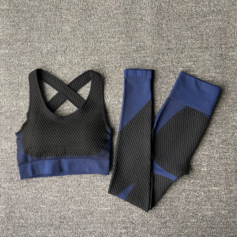 Yoga 3 pieces Set "Freedom"-Sport clothing-Pisani Maura-BraPantsBlue-S-China-Pisani Maura